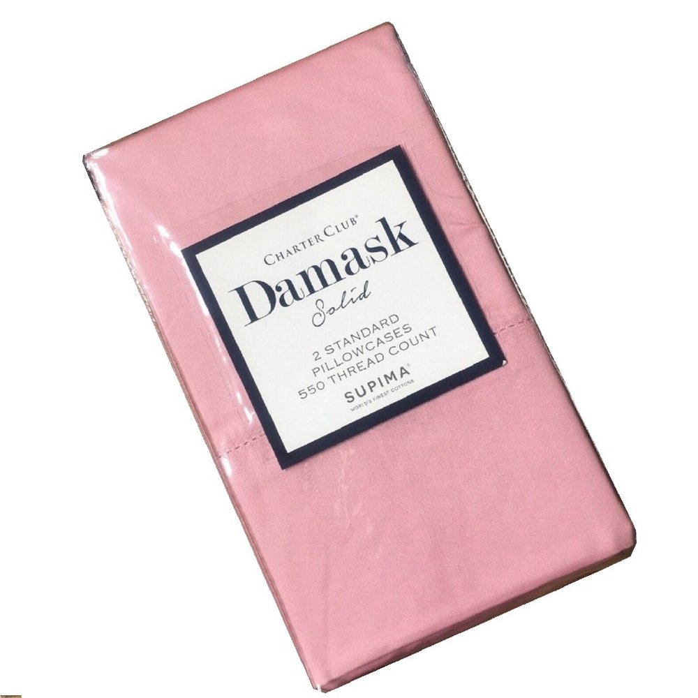 new Charter Club CHERRY BLOSSOM PINK 550 TC 100% Cotton STANDARD Pillowcases